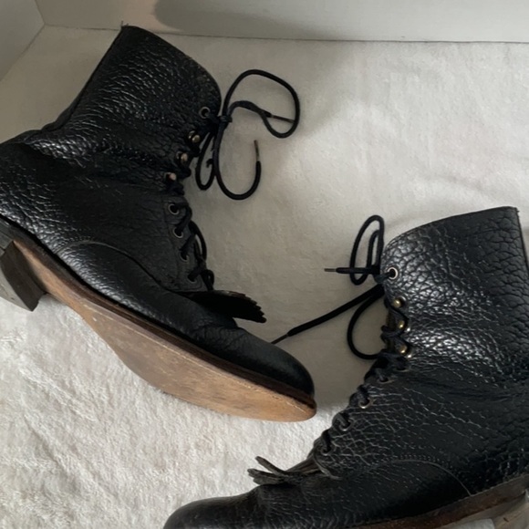Brahma 80’s vintage Black Lace Up Boots Timeless Design - Picture 3 of 5